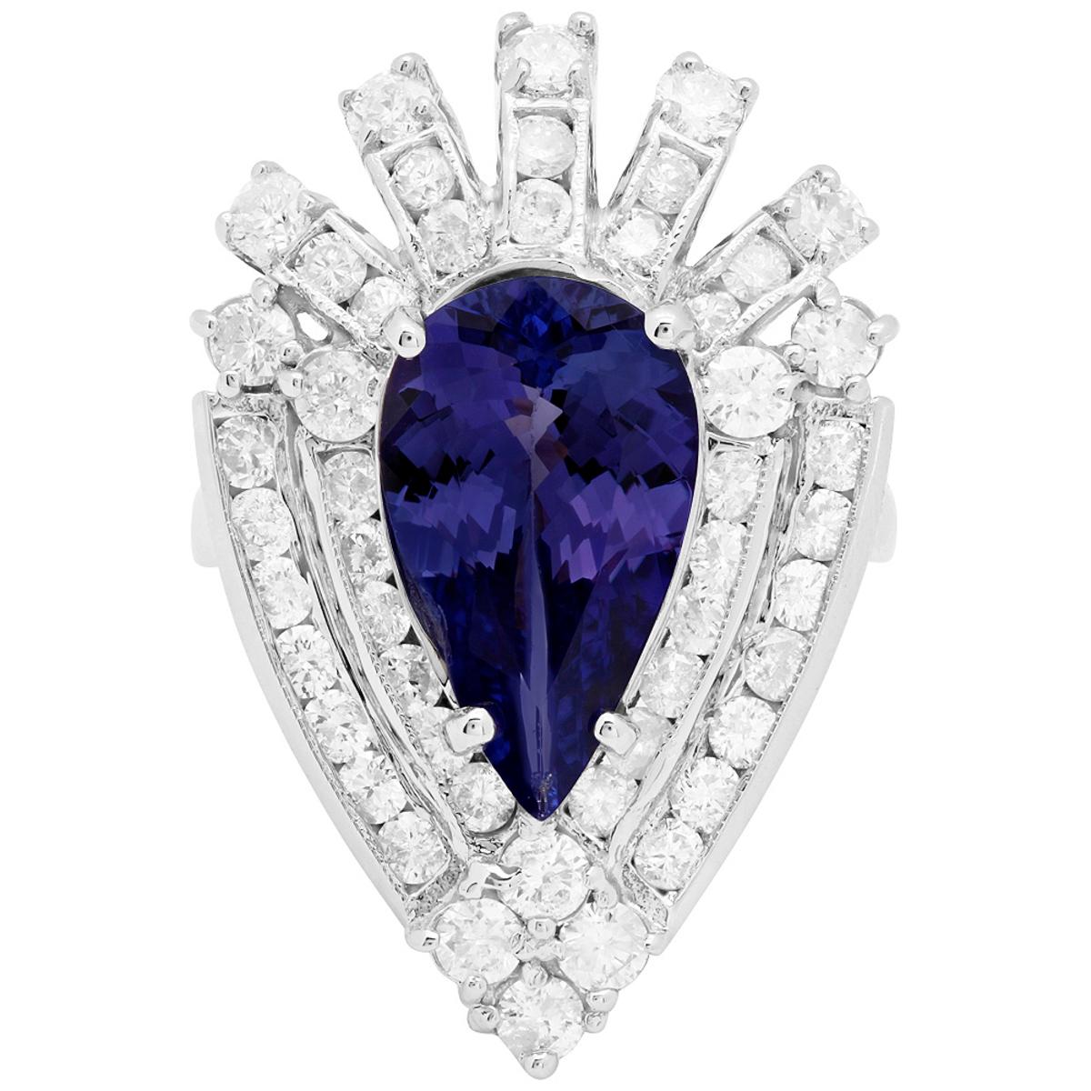 14k White Gold 3.45ct Tanzanite 1.94ct Diamond Ring