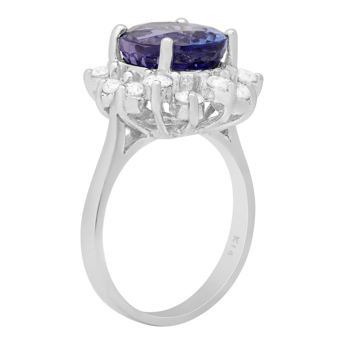 14k White Gold 5.16ct Tanzanite 1.01ct Diamond Ring