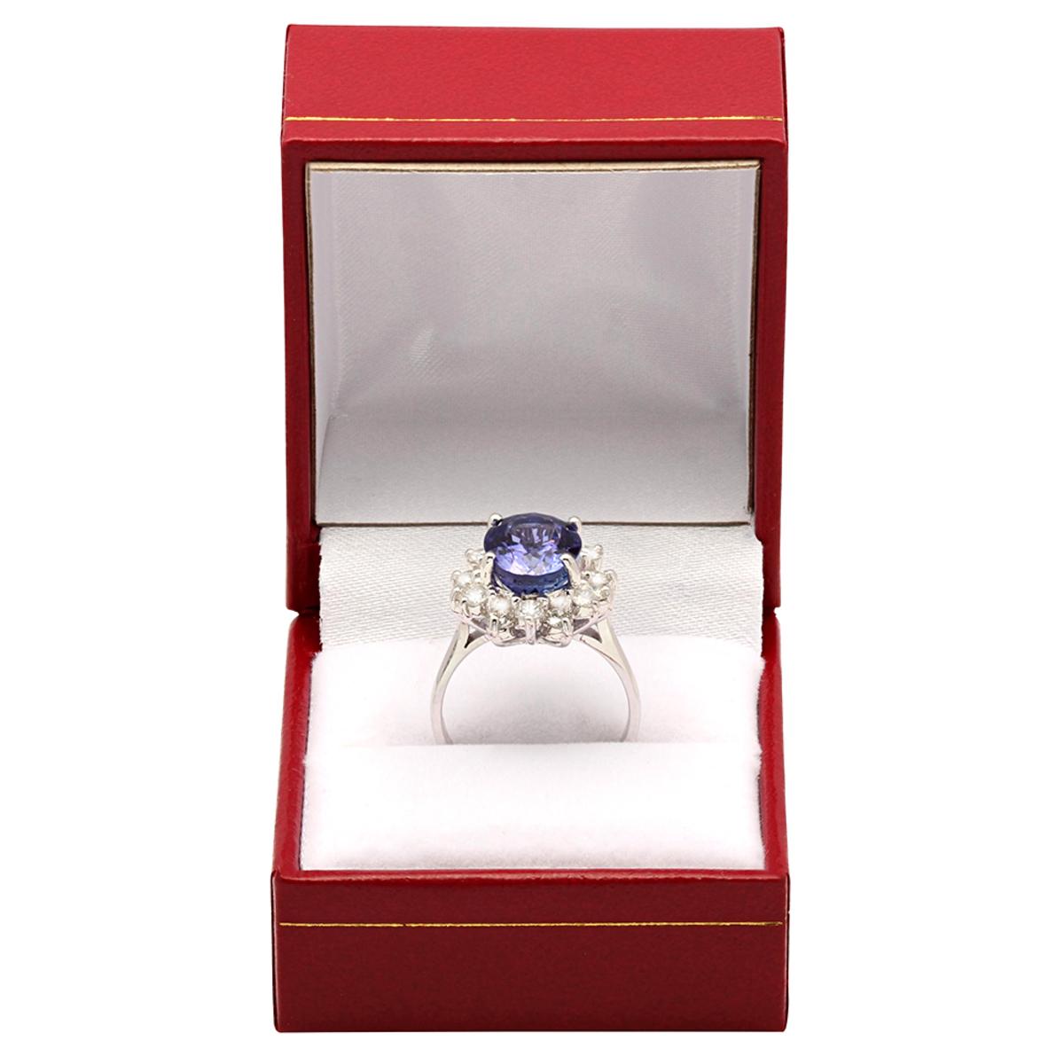 14k White Gold 5.16ct Tanzanite 1.01ct Diamond Ring