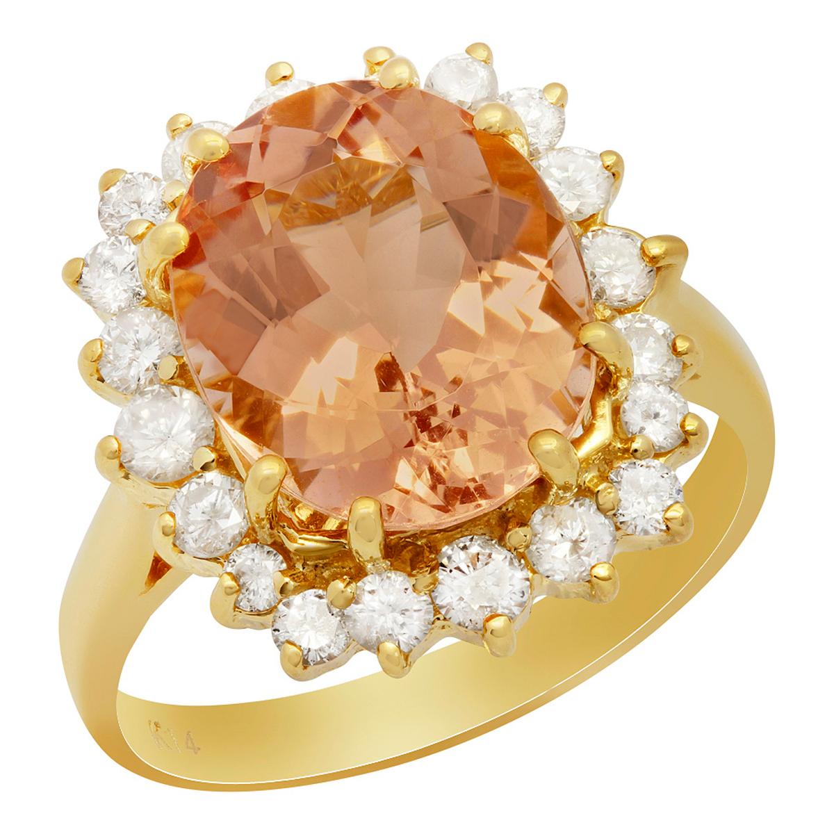 14k Yellow Gold 4.55ct Morganite 0.85ct Diamond Ring