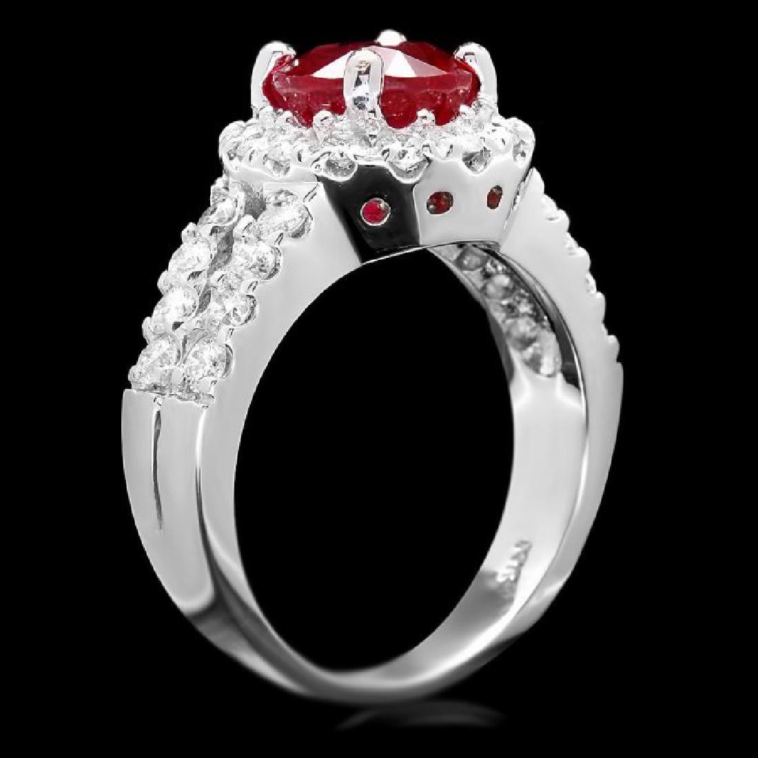 14K White Gold 2.95ct Ruby and 1.20ct Diamond Ring