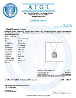 14K White Gold Setting with 0.40ct Diamond Pendant