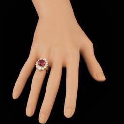 14K Yellow Gold 5.57ct Ruby and 1.88ct Diamond Ring