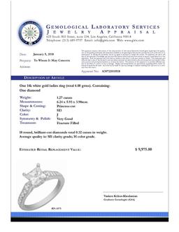 14k White Gold 1.27ct & 0.32ct Diamond Ring