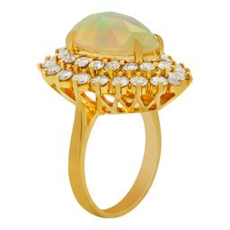 14k Yellow Gold 4.48ct Opal 2.59ct Diamond Ring