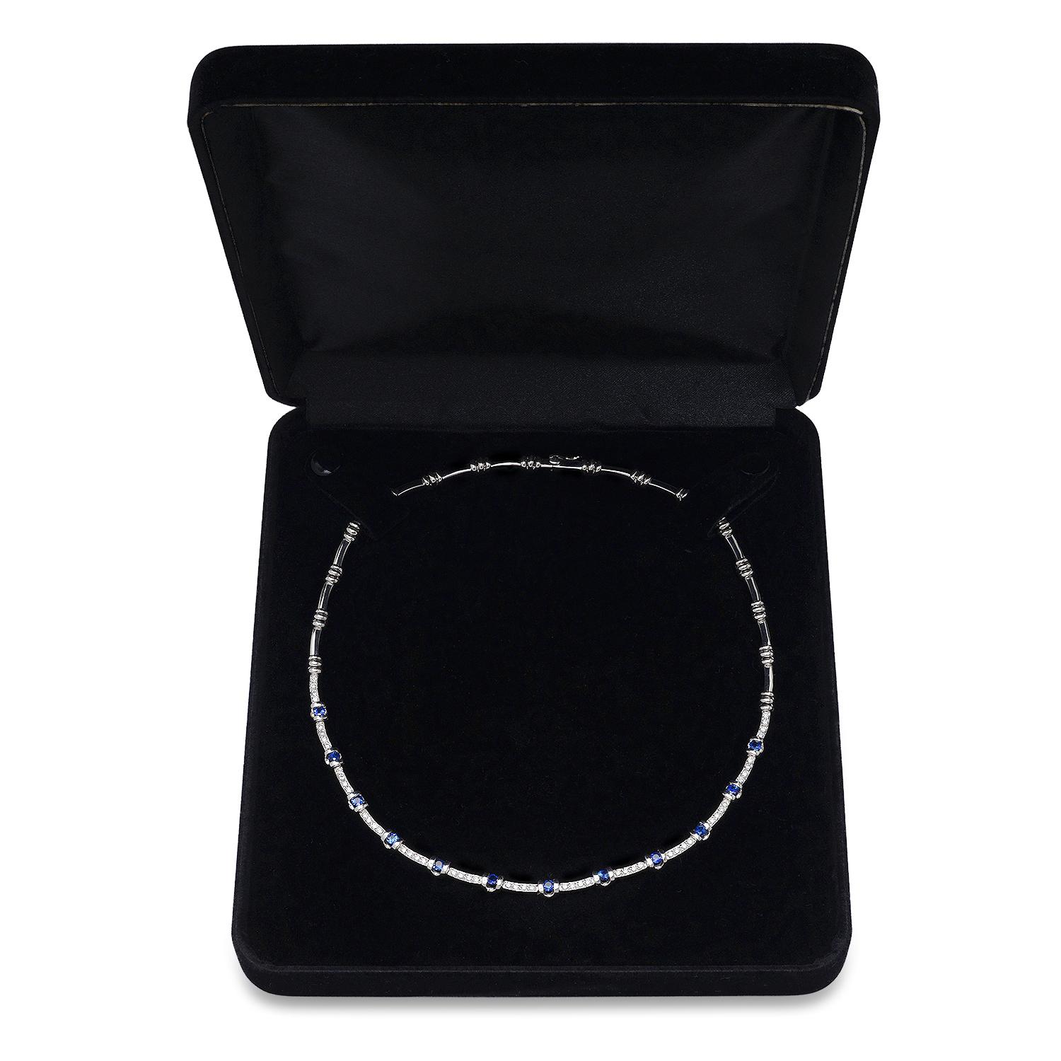 18K White Gold Setting with 1.86ct Sapphire and 1.38ct Diamond Necklace