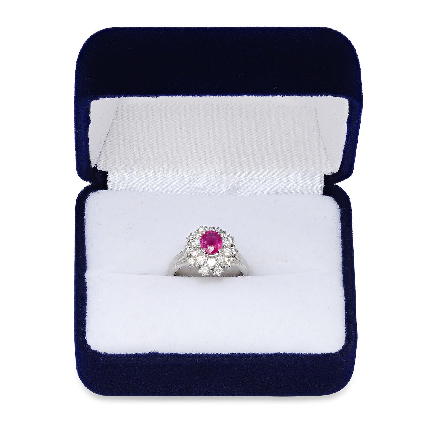 Platinum Setting with 1.01ct Ruby and 0.78ct Diamond Ladies Ring