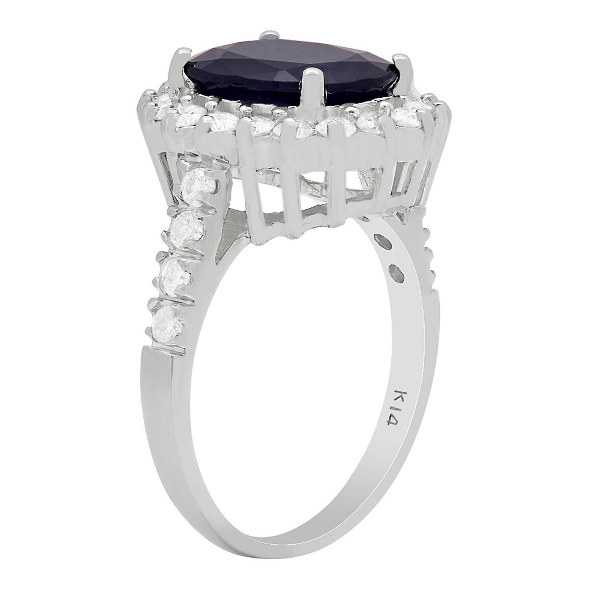 14k White Gold 3.91ct Sapphire 0.79ct Diamond Ring