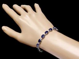 14K White Gold 23.38ct Sapphire and 0.68ct Diamond Bracelet