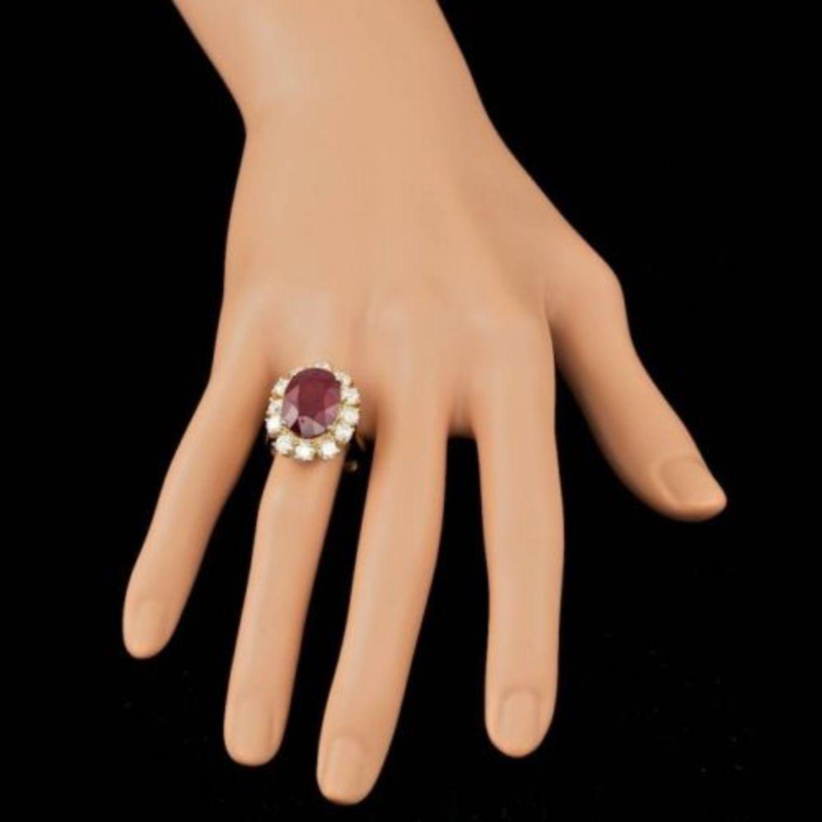 14K Yellow Gold 11.84ct Ruby and 2.42ct Diamond Ring