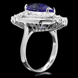 14K White Gold 4.25ct Tanzanite and 2.21ct Diamond Ring