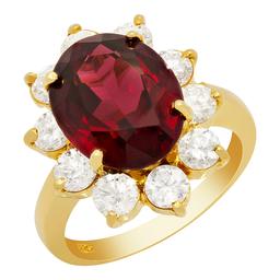 14k Yellow Gold 7.81ct Almandite Garnet 2.10ct Diamond Ring