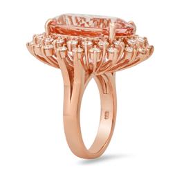 14K Rose Gold with 16.00ct Morganite and 2.21ct Diamond Ladies Ring