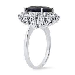 14K White Gold with 4.79ct Sapphire and 1.33ct Diamond Ladies Ring