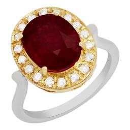 14k Yellow & White Gold 5.50ct Ruby 0.42ct Diamond Ring