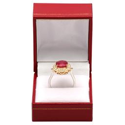 14k Yellow & White Gold 5.50ct Ruby 0.42ct Diamond Ring