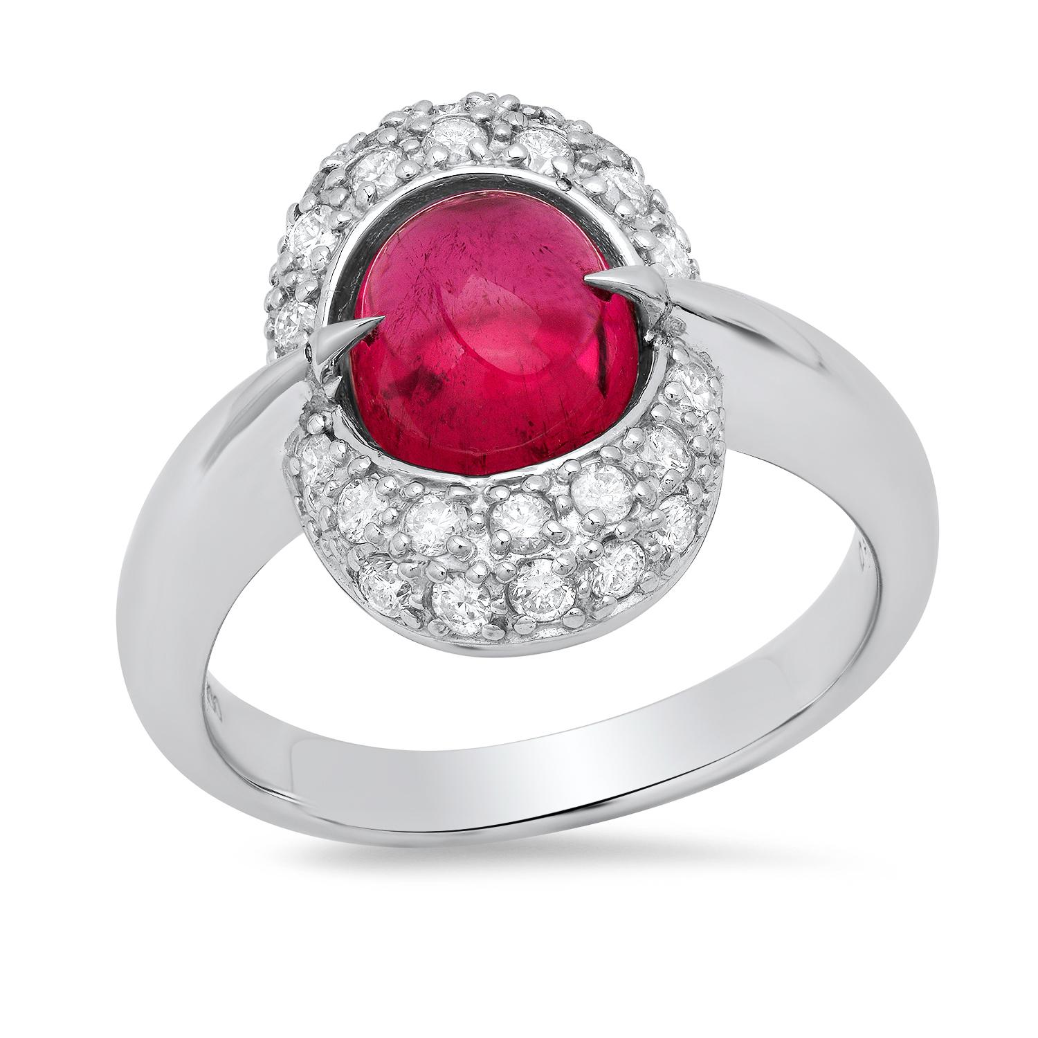 Platinum Setting with 2.69ct Pink Tourmaline and 0.50ct Diamond Ladies Ring