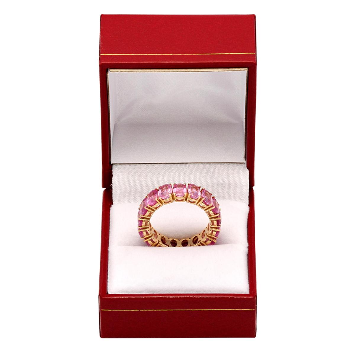 14k Yellow Gold 10.18ct Pink Sapphire Eternity Band Ring