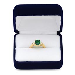 14K Yellow Gold 1.48ct Emerald and 0.25ct Diamond Ring