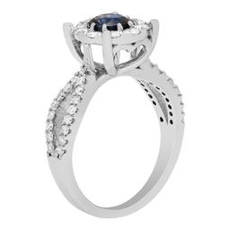 14k White Gold 0.75ct Lab Created Sapphire 0.82ct Diamond Ring