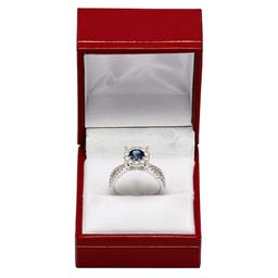 14k White Gold 0.75ct Lab Created Sapphire 0.82ct Diamond Ring