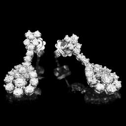 14K White Gold and 3.02ct Diamond Earrings