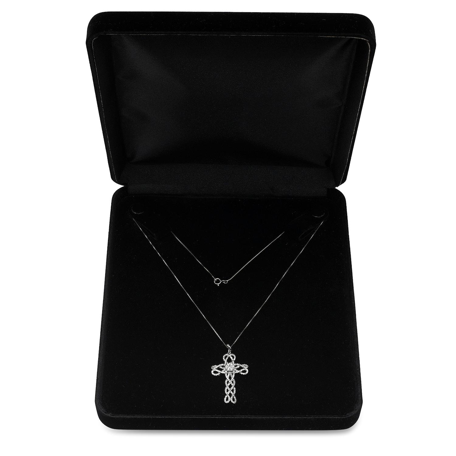 14K White Gold Setting with 1.00ct Diamond Cross Pendant