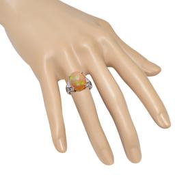 Platinum Setting with 8.50ct Opal and 0.70ct Diamond Ladies Ring