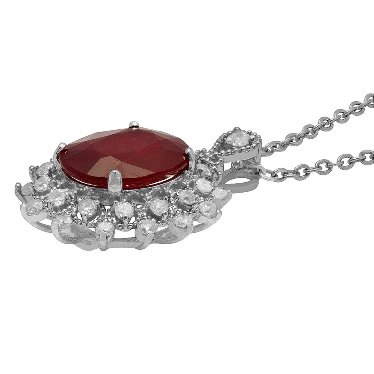 14k White Gold 5.41ct Ruby 0.86ct Diamond Pendant