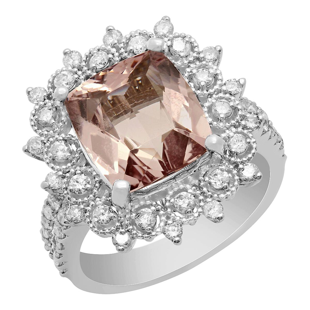 14k White Gold 3.79ct Morganite 0.92ct Diamond Ring