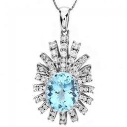 14K Gold 8.0ct Aquamarine 2.51ct Diamond Pendant