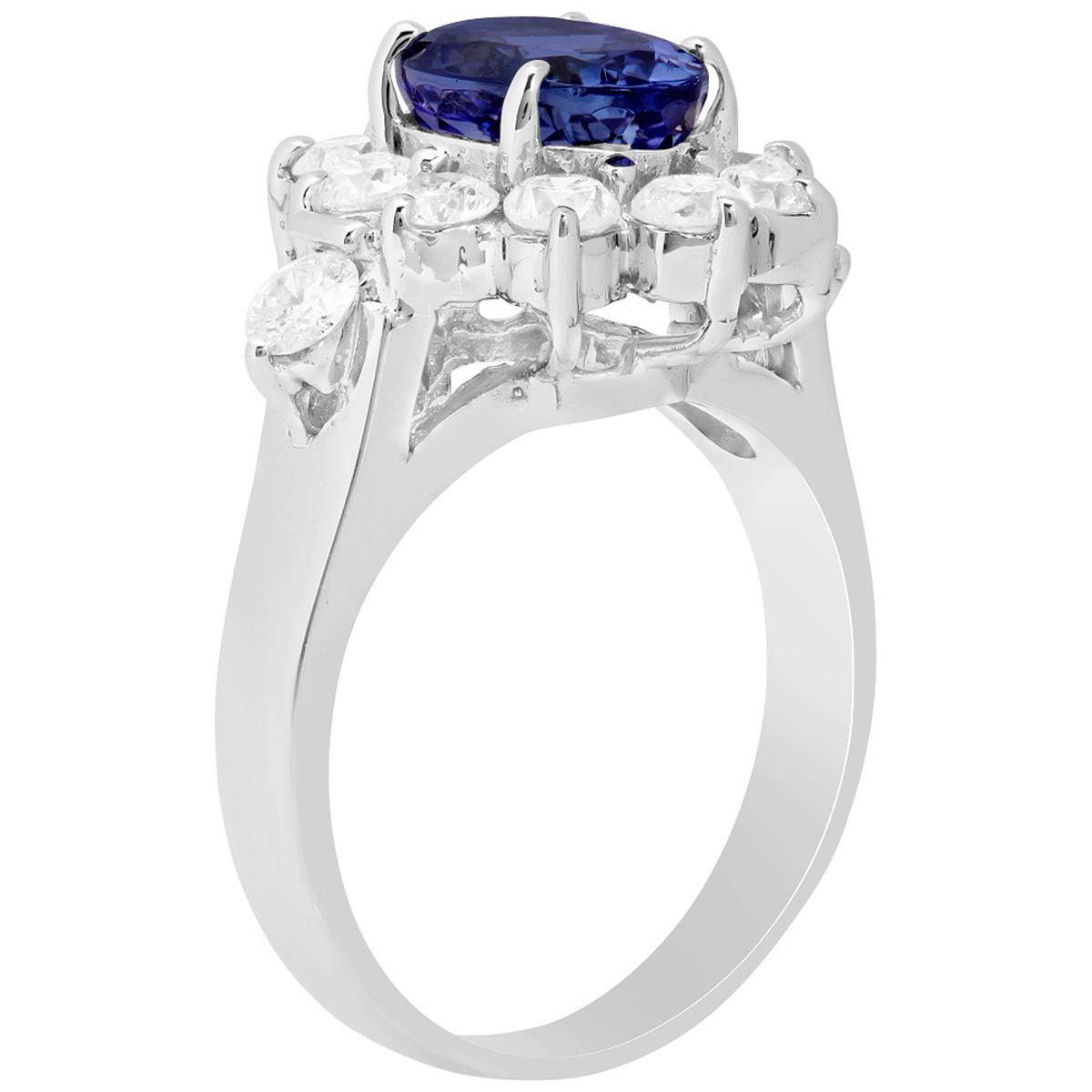 14k White Gold 2.47ct Tanzanite 1.30ct Diamond Ring