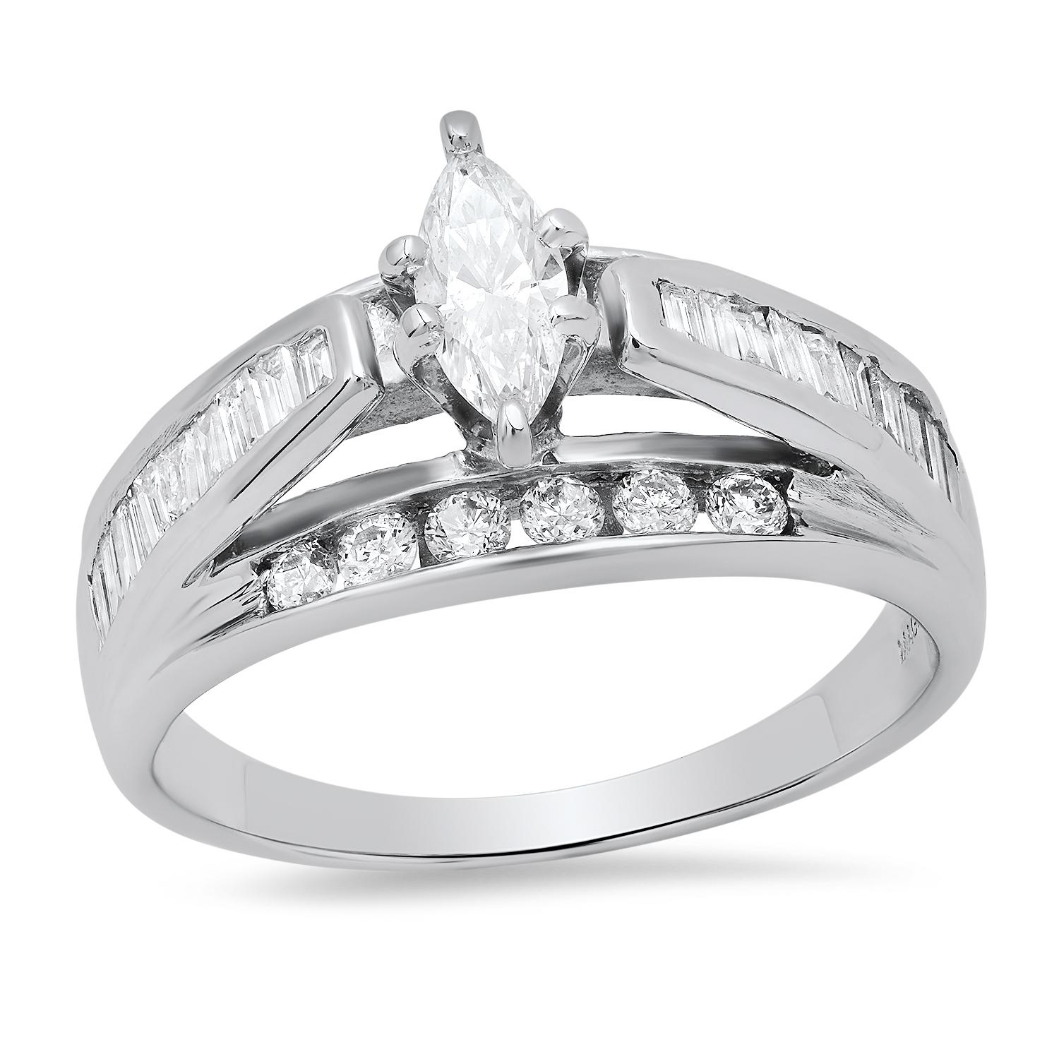 14K White Gold Setting with 0.86tcw Diamond Ladies Ring