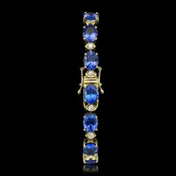 14K Yellow Gold 25.84ct Tanzanite and 1.40ct Diamond Bracelet