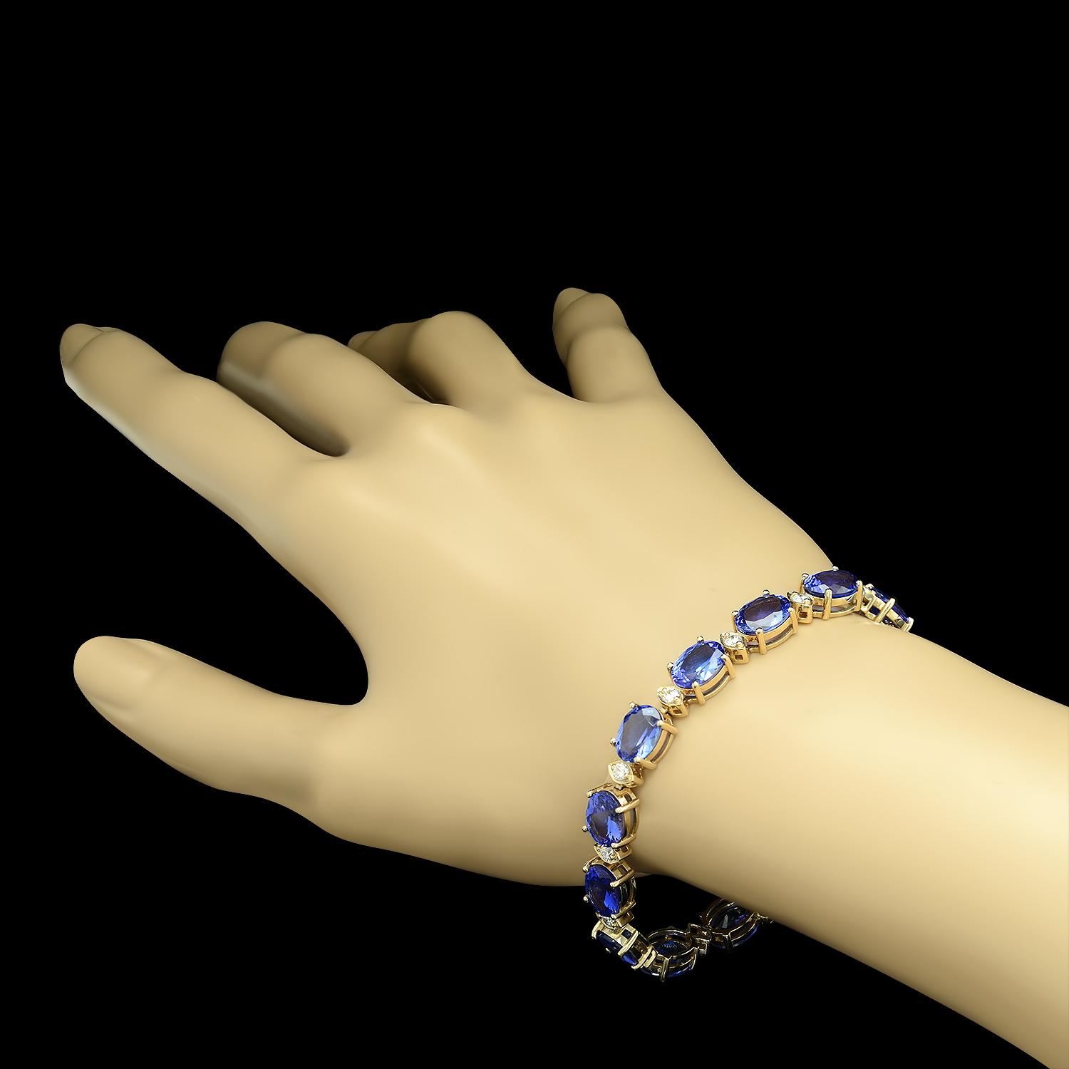 14K Yellow Gold 25.84ct Tanzanite and 1.40ct Diamond Bracelet