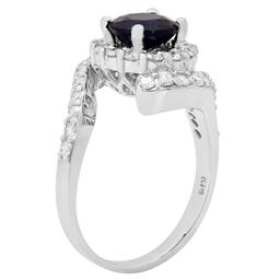 14k White Gold 1.74ct Sapphire 1.09ct Diamond Ring