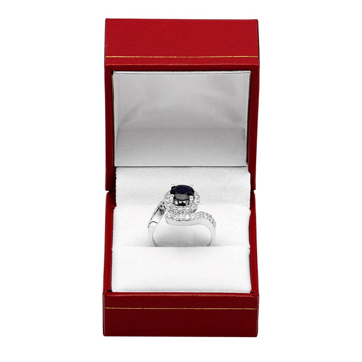 14k White Gold 1.74ct Sapphire 1.09ct Diamond Ring