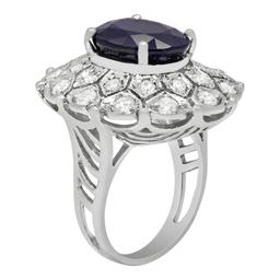 14k White Gold 9.31ct Sapphire 1.75ct Diamond Ring