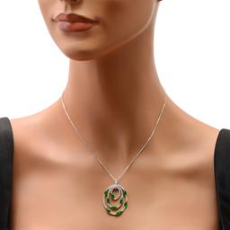 18K White Gold Setting with 14K Chain and 1.9ct Jadeite and 0.60ct Diamond Pendant