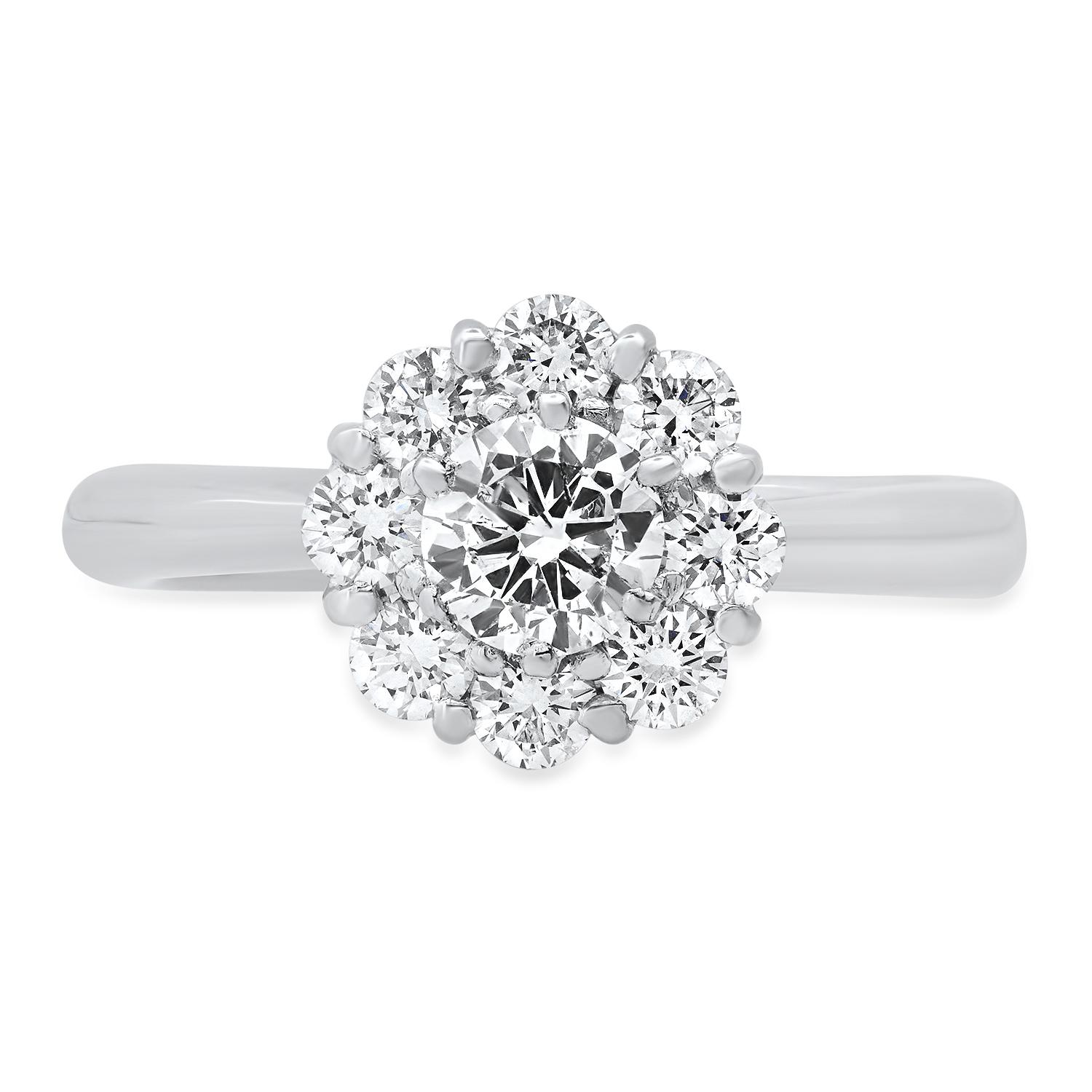 Platinum Setting with 0.39ct Center Diamond and 0.48ct Diamond Halo Ladies Ring