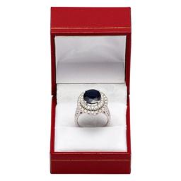 14k White Gold 11.11ct Sapphire 1.68ct Diamond Ring