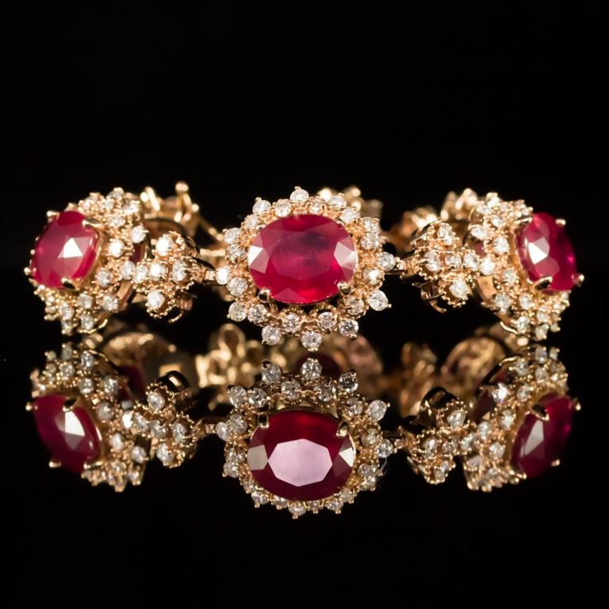 14K Gold 26.50ct Ruby 6.76ct Diamond Bracelet