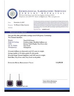 14k White Gold 23.91ct Amethyst & 1.68ct Sapphire 1.15ct Diamond Earrings