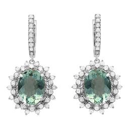 14k White Gold 8.87ct Aquamarine 0.80ct Diamond Earrings