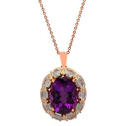 14k Rose Gold 17.60ct Amethyst 13.82ct Aquamarine 0.72ct Diamond Pendant