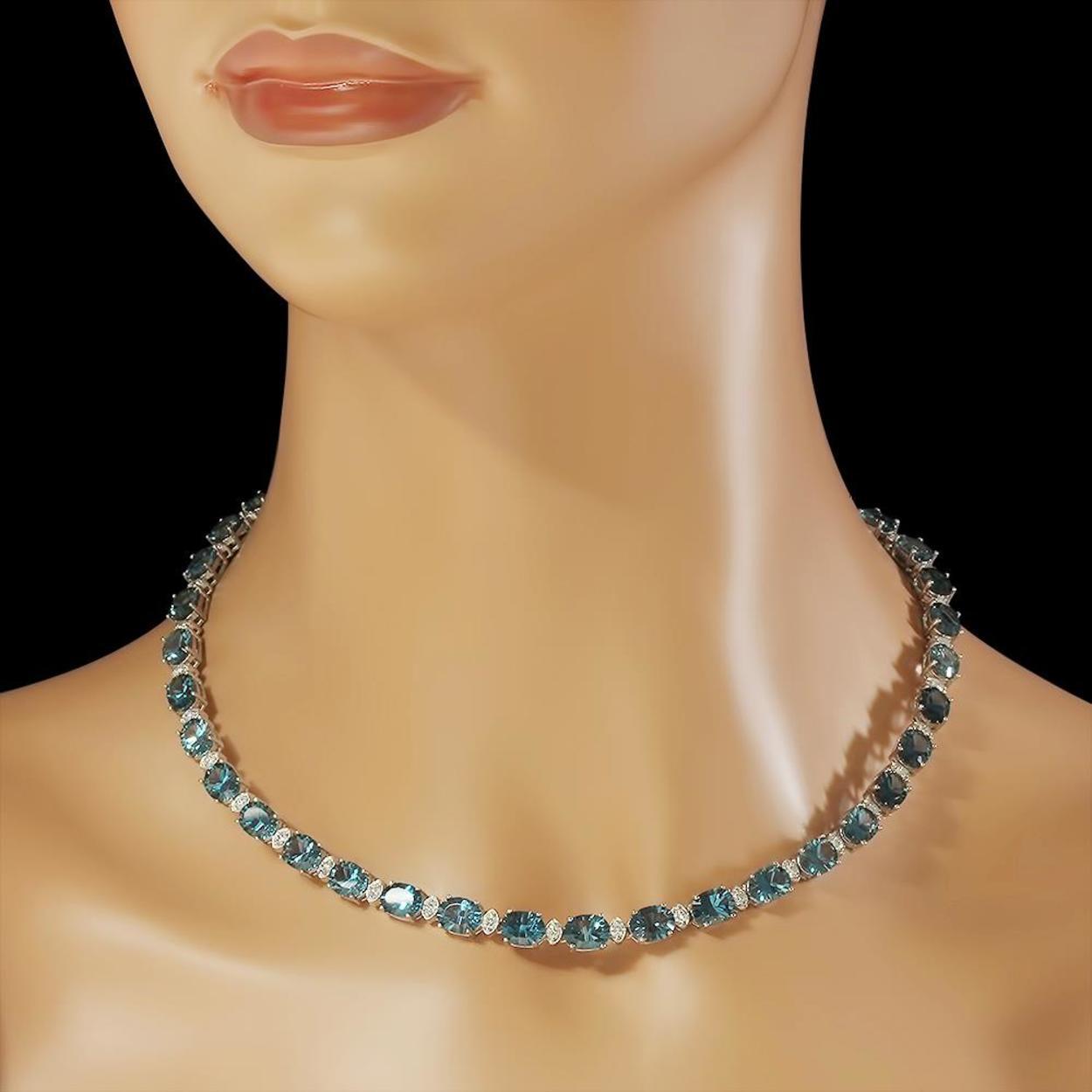 14K Gold 53.00ct Topaz 2.43ct Diamond Necklace