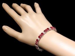 14K Gold 27.83ct Ruby 2.38ct Diamond Bracelet