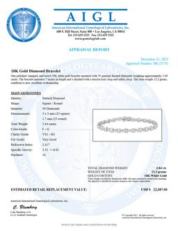 18K White Gold Setting with 3.84ct Diamond Bracelet