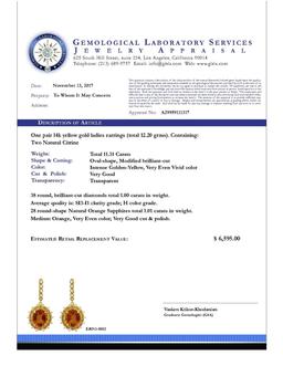 14k Yellow Gold 11.31ct Citrine 1.01ct Sapphire 1.00ct Diamond Earrings