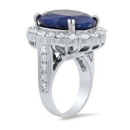 14K White Gold Setting with 20.00ct Sapphire and 3.5ct Diamond Ring